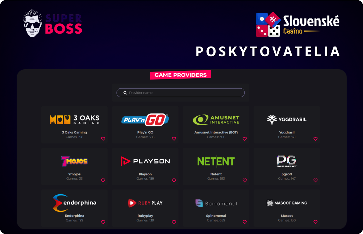 Poskytovatelia hier Superboss